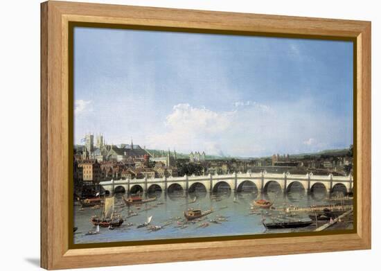 Westminster Bridge from the North-Canaletto-Framed Stretched Canvas