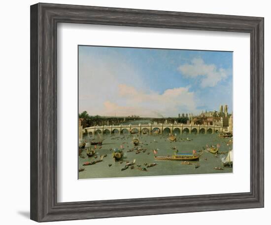 Westminster Bridge, London, with the Lord Mayor's Procession on the Thames-Canaletto-Framed Giclee Print