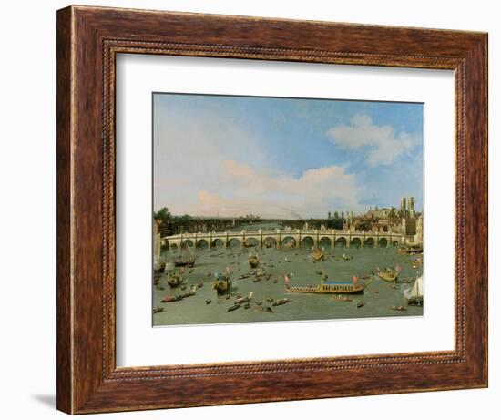 Westminster Bridge, London, with the Lord Mayor's Procession on the Thames-Canaletto-Framed Giclee Print