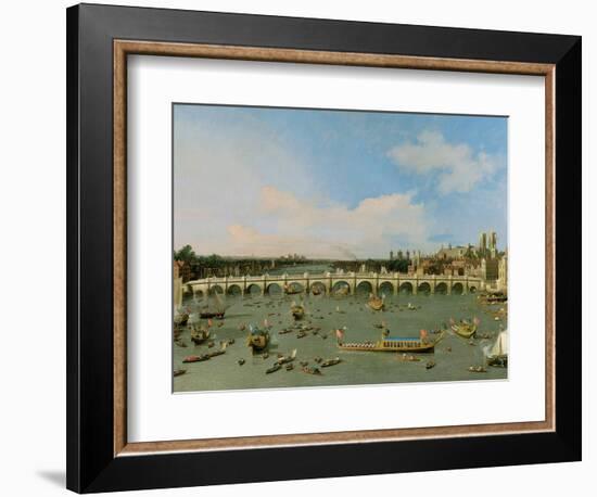 Westminster Bridge, London, with the Lord Mayor's Procession on the Thames-Canaletto-Framed Giclee Print