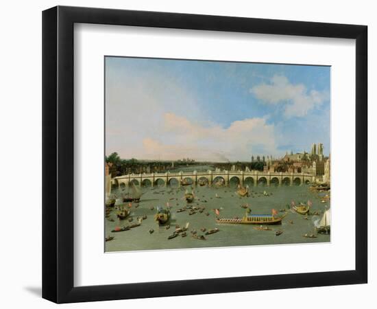 Westminster Bridge, London, with the Lord Mayor's Procession on the Thames-Canaletto-Framed Giclee Print