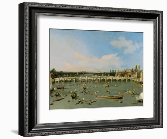 Westminster Bridge, London, with the Lord Mayor's Procession on the Thames-Canaletto-Framed Giclee Print