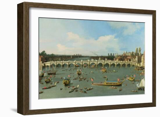 Westminster Bridge, London, with the Lord Mayor's Procession on the Thames-Canaletto-Framed Giclee Print