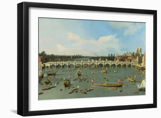 Westminster Bridge, London, with the Lord Mayor's Procession on the Thames-Canaletto-Framed Giclee Print