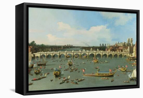 Westminster Bridge, London, with the Lord Mayor's Procession on the Thames-Canaletto-Framed Premier Image Canvas