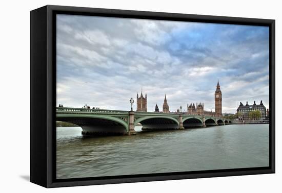 Westminster Bridge over the Thames with the Big Ben and the City of Westminster on the Background-Felipe Rodriguez-Framed Premier Image Canvas