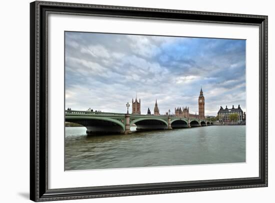 Westminster Bridge over the Thames with the Big Ben and the City of Westminster on the Background-Felipe Rodriguez-Framed Photographic Print