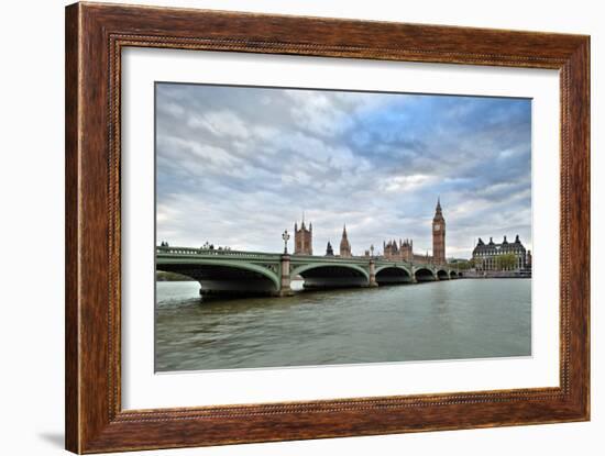 Westminster Bridge over the Thames with the Big Ben and the City of Westminster on the Background-Felipe Rodriguez-Framed Photographic Print