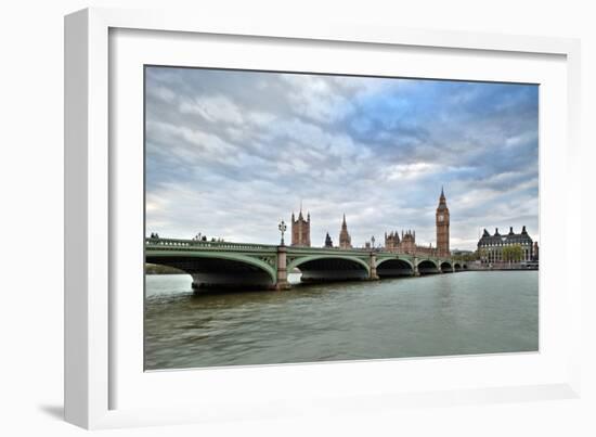 Westminster Bridge over the Thames with the Big Ben and the City of Westminster on the Background-Felipe Rodriguez-Framed Photographic Print