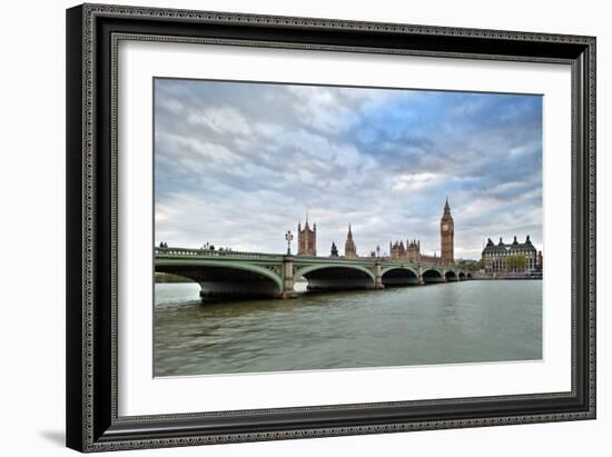 Westminster Bridge over the Thames with the Big Ben and the City of Westminster on the Background-Felipe Rodriguez-Framed Photographic Print