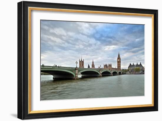 Westminster Bridge over the Thames with the Big Ben and the City of Westminster on the Background-Felipe Rodriguez-Framed Photographic Print