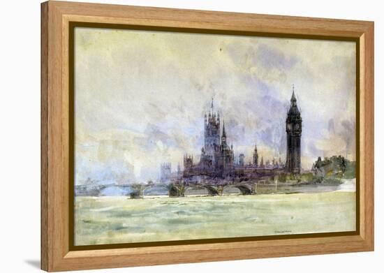 Westminster Bridge, Parliament, and Big Ben, in London (England). Watercolor, Late 19Th, Early 20Th-William Lionel Wyllie-Framed Premier Image Canvas