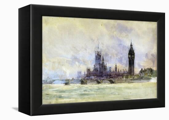 Westminster Bridge, Parliament, and Big Ben, in London (England). Watercolor, Late 19Th, Early 20Th-William Lionel Wyllie-Framed Premier Image Canvas