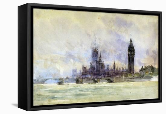 Westminster Bridge, Parliament, and Big Ben, in London (England). Watercolor, Late 19Th, Early 20Th-William Lionel Wyllie-Framed Premier Image Canvas