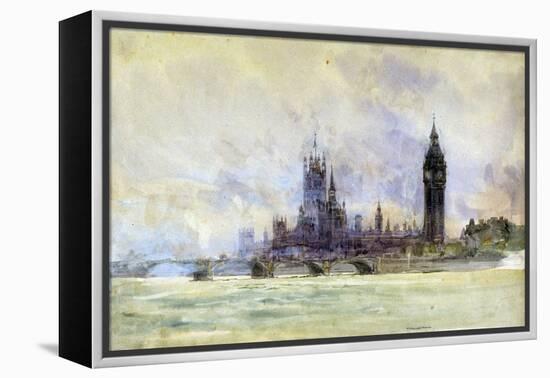 Westminster Bridge, Parliament, and Big Ben, in London (England). Watercolor, Late 19Th, Early 20Th-William Lionel Wyllie-Framed Premier Image Canvas