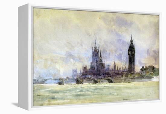 Westminster Bridge, Parliament, and Big Ben, in London (England). Watercolor, Late 19Th, Early 20Th-William Lionel Wyllie-Framed Premier Image Canvas