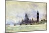 Westminster Bridge, Parliament, and Big Ben, in London (England). Watercolor, Late 19Th, Early 20Th-William Lionel Wyllie-Mounted Giclee Print
