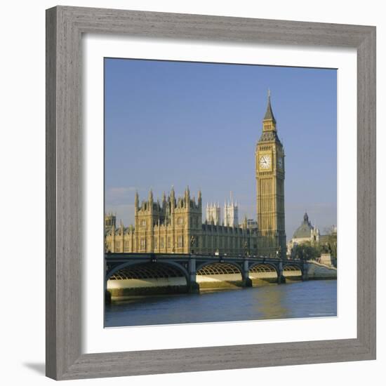 Westminster Bridge, the River Thames, Big Ben and the Houses of Parliament, London, England, UK-Roy Rainford-Framed Photographic Print