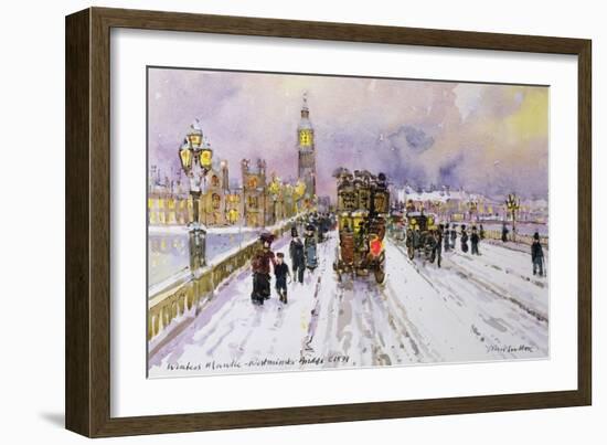 Westminster Bridge under Snow-John Sutton-Framed Giclee Print