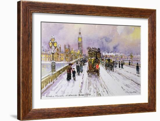 Westminster Bridge under Snow-John Sutton-Framed Giclee Print