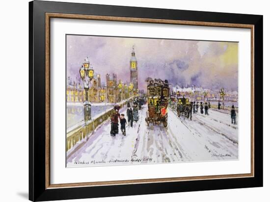 Westminster Bridge under Snow-John Sutton-Framed Giclee Print