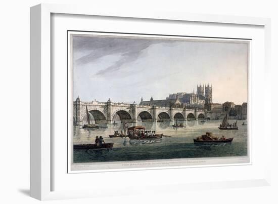 Westminster Bridge, Westminster Abbey and Westminster Hall, London, 1789-Joseph Constantine Stadler-Framed Giclee Print