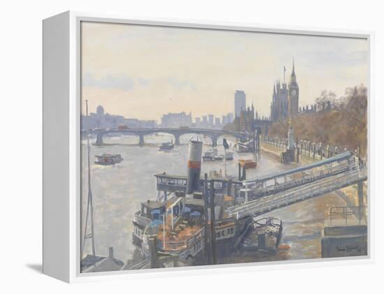 Westminster from Hungerford Bridge, 2010-Julian Barrow-Framed Premier Image Canvas