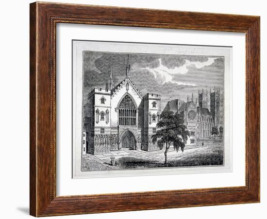 Westminster Hall from New Palace Yard with a View of Westminster Abbey, London, C1820-W Hughes-Framed Giclee Print