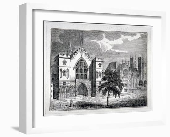 Westminster Hall from New Palace Yard with a View of Westminster Abbey, London, C1820-W Hughes-Framed Giclee Print