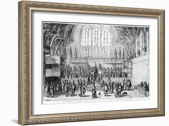 Westminster Hall, West End, with the Courts of Chancery and Kings in Session-Wenceslaus Hollar-Framed Giclee Print
