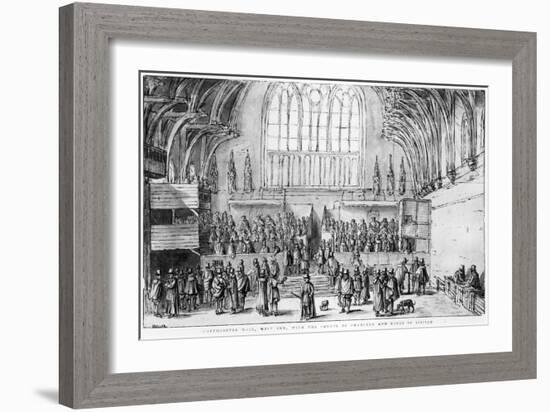 Westminster Hall, West End, with the Courts of Chancery and Kings in Session-Wenceslaus Hollar-Framed Giclee Print