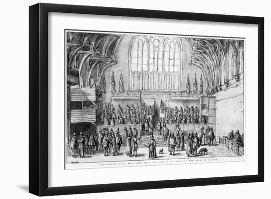 Westminster Hall, West End, with the Courts of Chancery and Kings in Session-Wenceslaus Hollar-Framed Giclee Print