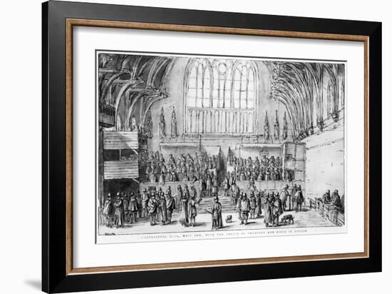 Westminster Hall, West End, with the Courts of Chancery and Kings in Session-Wenceslaus Hollar-Framed Giclee Print