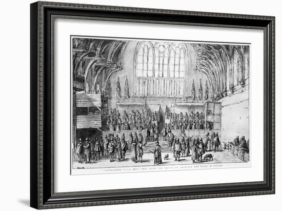 Westminster Hall, West End, with the Courts of Chancery and Kings in Session-Wenceslaus Hollar-Framed Giclee Print