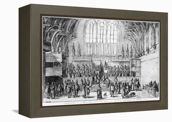 Westminster Hall, West End, with the Courts of Chancery and Kings in Session-Wenceslaus Hollar-Framed Premier Image Canvas