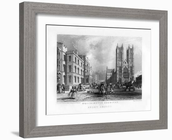 Westminster Hospital and Abbey Church, London, 19th Century-J Woods-Framed Giclee Print