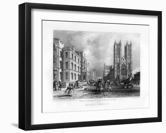 Westminster Hospital and Abbey Church, London, 19th Century-J Woods-Framed Giclee Print