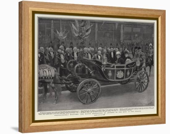 Westminster's Welcome, the Mayor Presenting an Address to the King in the Strand-Henry Marriott Paget-Framed Premier Image Canvas