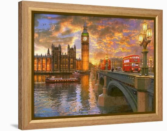 Westminster Sunset-Dominic Davison-Framed Stretched Canvas