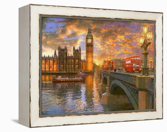 Westminster Sunset-Dominic Davison-Framed Stretched Canvas