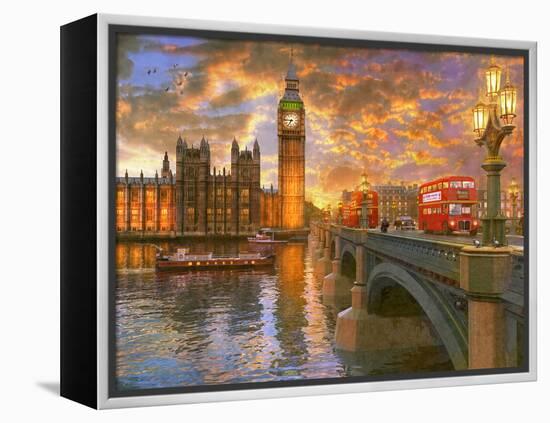 Westminster Sunset-Dominic Davison-Framed Stretched Canvas