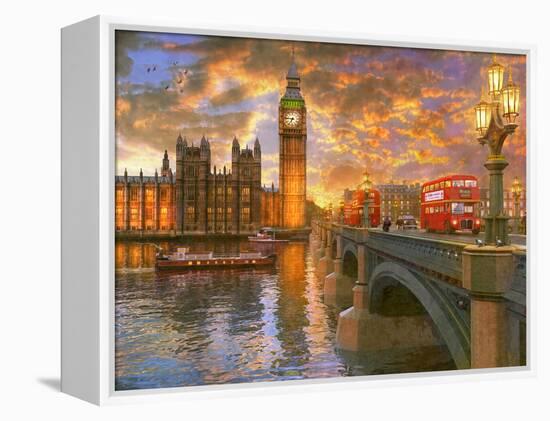 Westminster Sunset-Dominic Davison-Framed Stretched Canvas