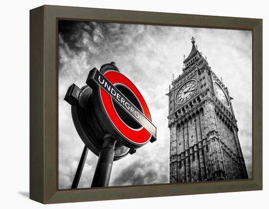 Westminster Underground Sign - Subway Station Sign - Big Ben - City of London - UK - England-Philippe Hugonnard-Framed Premier Image Canvas