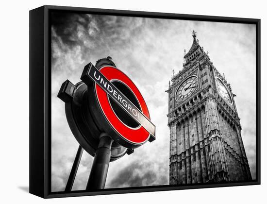 Westminster Underground Sign - Subway Station Sign - Big Ben - City of London - UK - England-Philippe Hugonnard-Framed Premier Image Canvas