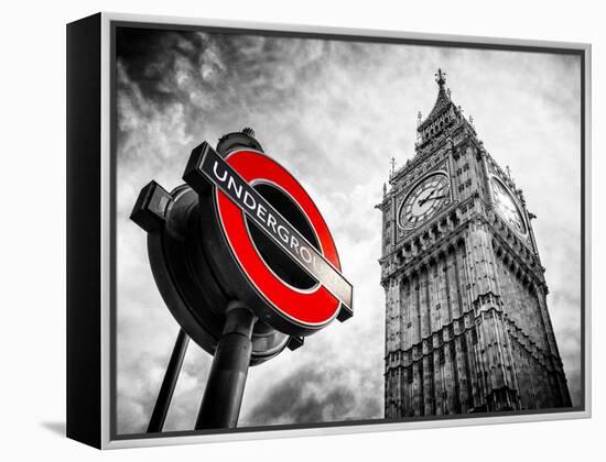 Westminster Underground Sign - Subway Station Sign - Big Ben - City of London - UK - England-Philippe Hugonnard-Framed Premier Image Canvas