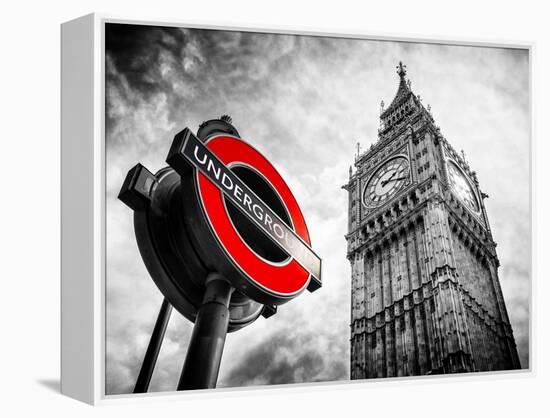 Westminster Underground Sign - Subway Station Sign - Big Ben - City of London - UK - England-Philippe Hugonnard-Framed Premier Image Canvas