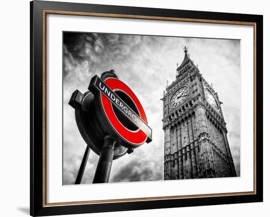 Westminster Underground Sign - Subway Station Sign - Big Ben - City of London - UK - England-Philippe Hugonnard-Framed Premium Photographic Print