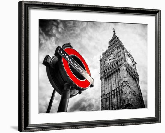 Westminster Underground Sign - Subway Station Sign - Big Ben - City of London - UK - England-Philippe Hugonnard-Framed Photographic Print