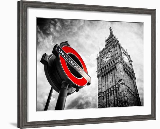 Westminster Underground Sign - Subway Station Sign - Big Ben - City of London - UK - England-Philippe Hugonnard-Framed Photographic Print