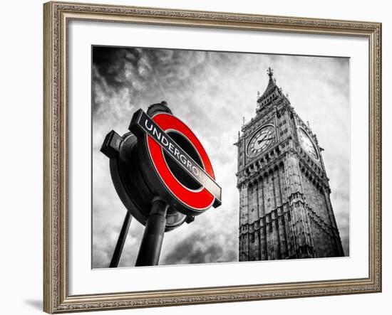 Westminster Underground Sign - Subway Station Sign - Big Ben - City of London - UK - England-Philippe Hugonnard-Framed Photographic Print